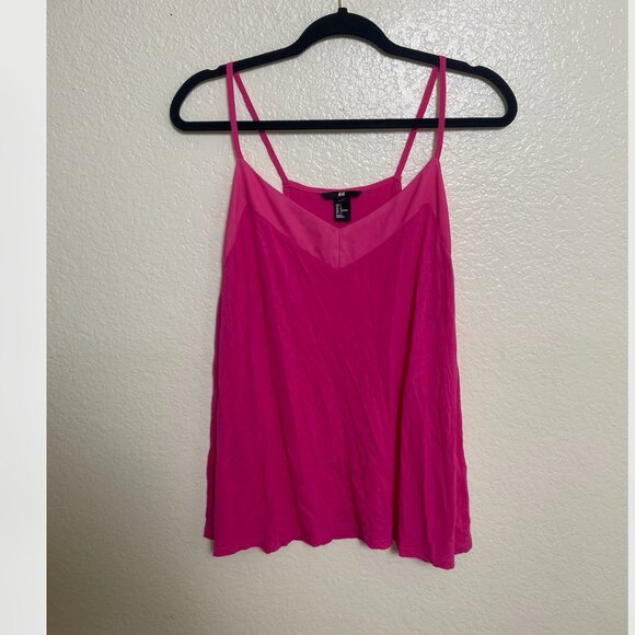 H&M Pink Chic Girly V Neck Cami Top Hipster Hippie Art Boho Bohemian Blouse - Picture 5 of 5